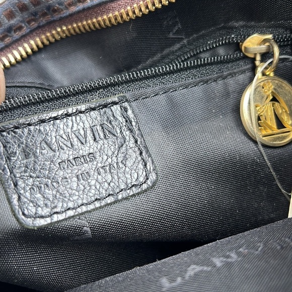 Lanvin Vintage Leather and Silk Zip Top Shoulder Bag - Picture 10 of 14